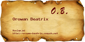 Orowan Beatrix névjegykártya